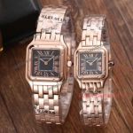 Fake Cartie Rose Gold Black Dial Panthere De Quartz Watch